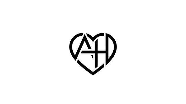 Heart monogram logo with letters A H D