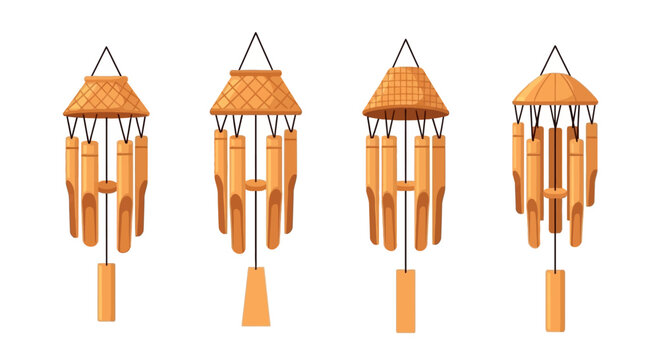 Set of Decorative Bamboo Wind Chimes Hanging Ornaments