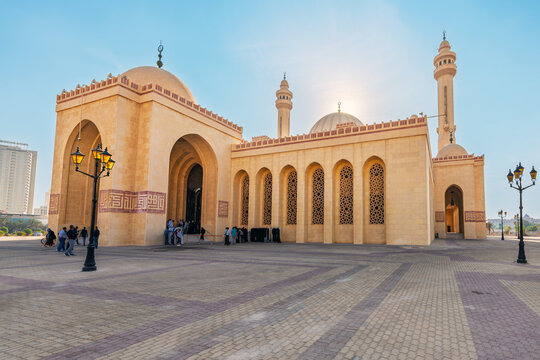 The Ahmed Al-Fateh Grand Mosque located in Manama, Bahrain, can hold up to 7000 worshippers and is topped with the largest fiberglass dome in the world.