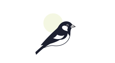Minimalist bird illustration with yellow sun on white background © klx
