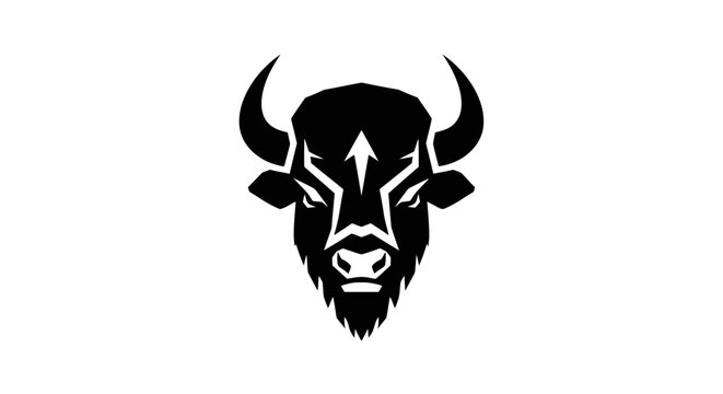 Minimalist bison head logo icon in flat vector style