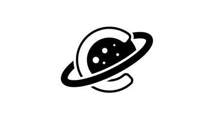 Minimalist black and white cookie planet logo icon design © klx