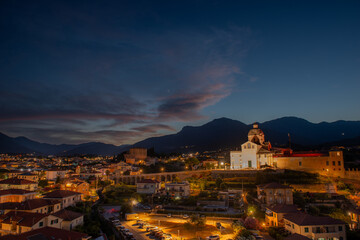 Obraz premium The Convent of Monte Carmelo in Loano Illuminated at Sunset
