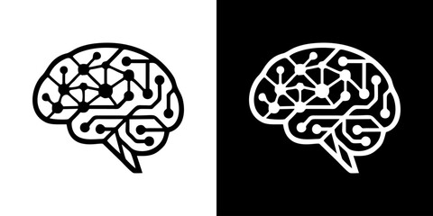 Geometric brain illustrations showcase intricate designs on white and black backgrounds © irfan