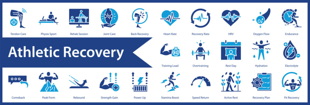 Athletic Recovery web icon set and collection