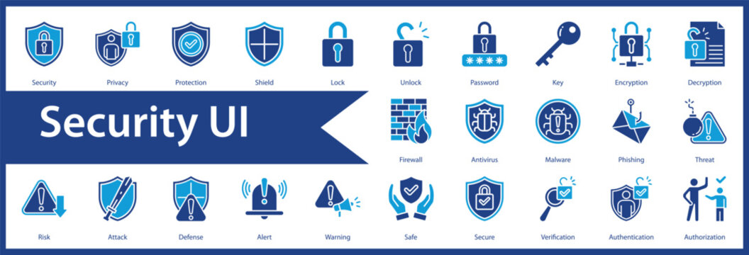 Security Ui web icon set and collection