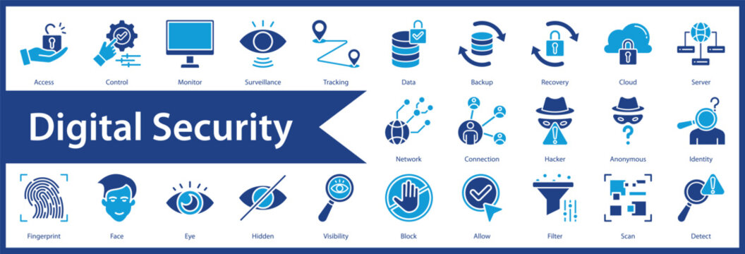 Digital Security web icon set and collection