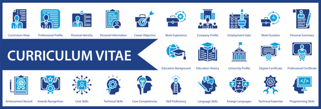Curriculum Vitae web icon set and collection