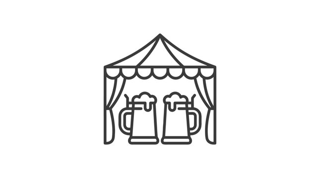 Oktoberfest Beer Tent Line Art Icon