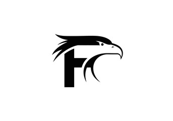 Fototapeta premium Letter F logo with eagle head profile