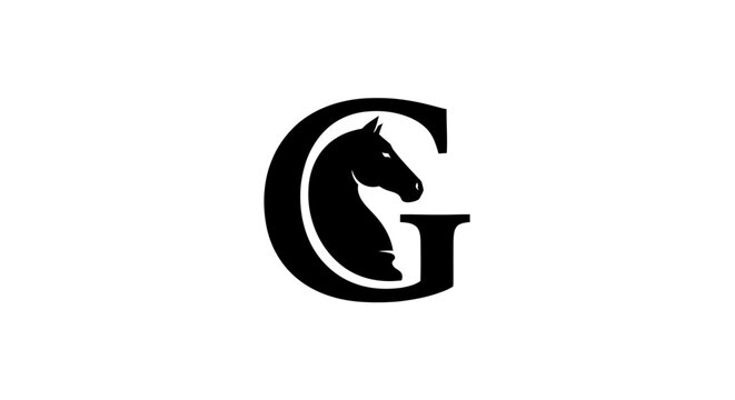 Letter G monogram logo featuring a horse head silhouette.
