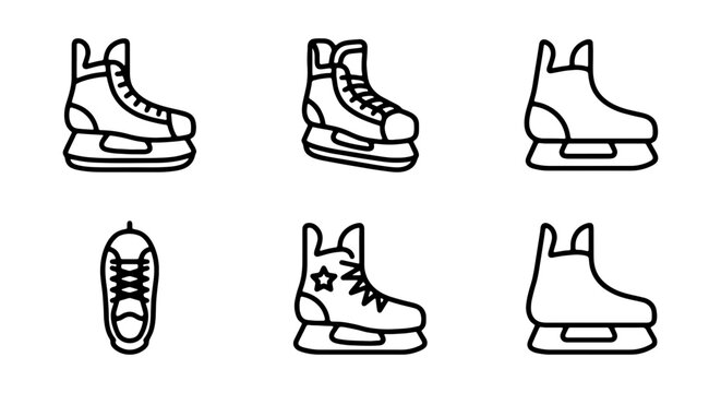 Ice Skate Icons Set, Figure Skating Boots Collection, Winter Sport Vector Graphics