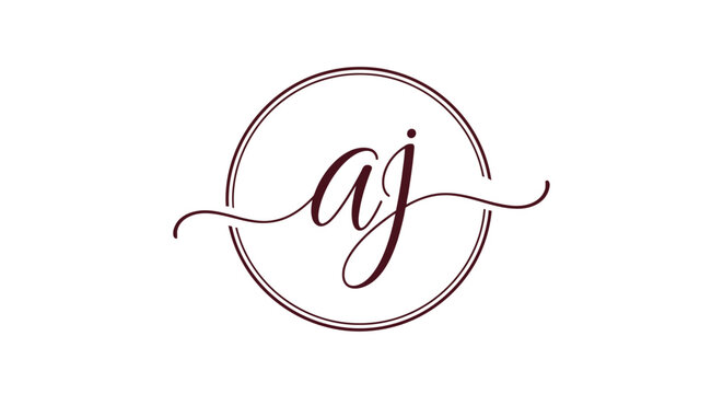 Elegant circular script aj monogram logo