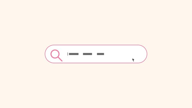 Minimalist search bar animation with typing cursor effect for web ui 4k interface
