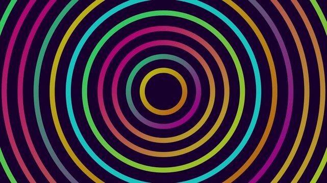 Vibrant concentric circles motion animation 4k background, with pulsing colorful, rings motion background