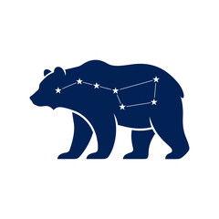 Minimalist bear silhouette with celestial star constellation design © Wong
