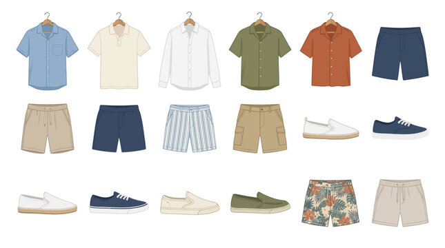 Mens casual summer clothing set.
