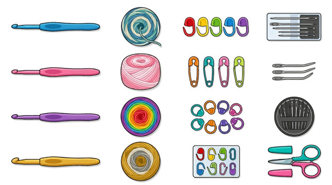 Colorful Crochet Knitting Tools Set.