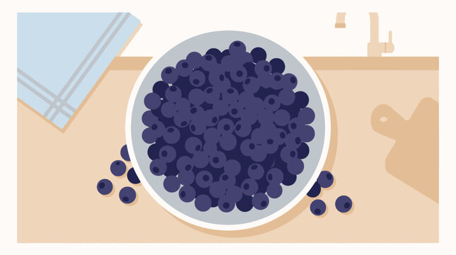 Fresh harvest of huckleberry vector in a white bowl