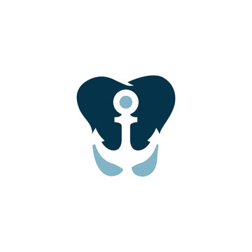Dental anchor logo vector. Dental health practices on board ships, dental service clinics around the sea, etc Simple creative icon style. Modern illustration template