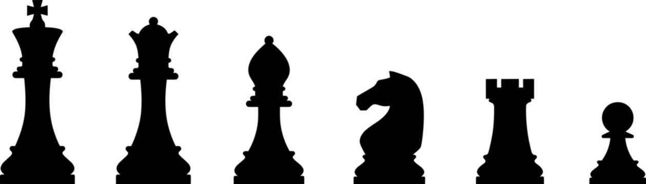 Collection of chess pieces in black silhouette