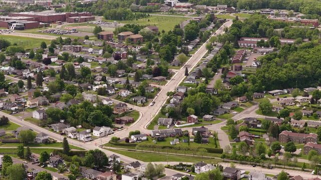 Aerial view of Quebec City and Levis straddling the St Laurence River