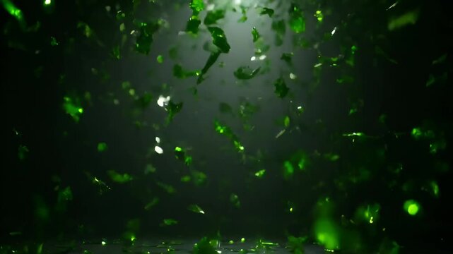 Celebrating St. Patrick's Day with festive green confetti in air