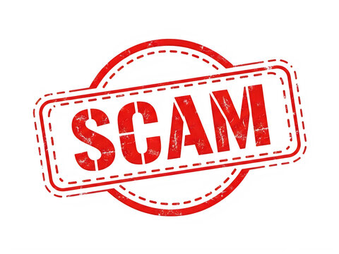 Red rubber stamp with the word scam isolated on a white background isolated on transparent background