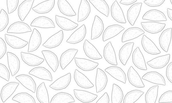 Doodle Jamaican Patty Pattern. Patty Jamaica with Hand Drawn Savory Pastry Doodle Vector Style