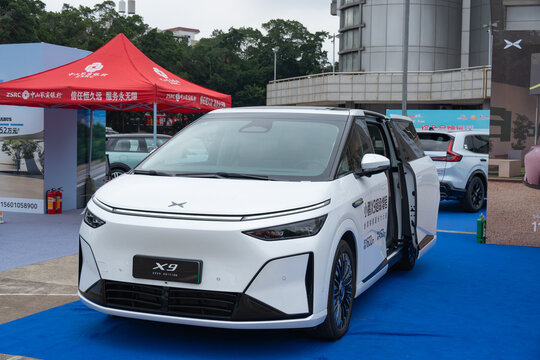 ZHONGSHAN GUANGDONG China-Aprill 11 2026: a a pure white Xpeng X9 2026 Edition car.