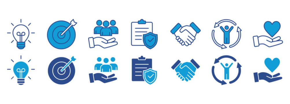 core value icon pack dual tone collection set vector illustration. 
