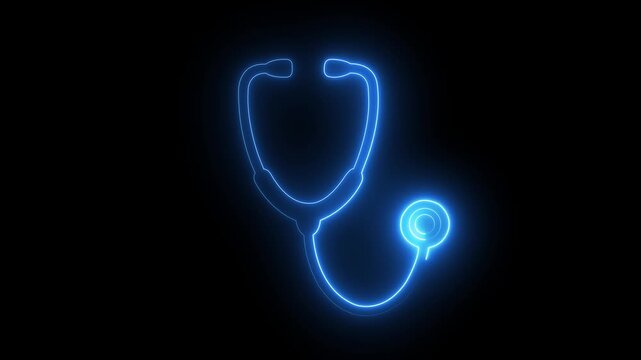 Glowing neon stethoscope animation for medical technology and healthcare branding