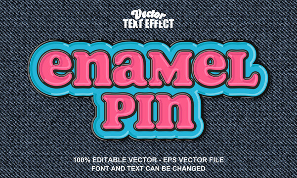 Bold Outlined Enamel Pin Text Effect - 100% Editable Vector