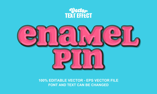 Simple Enamel Pin Text Effect - 100% Editable Vector