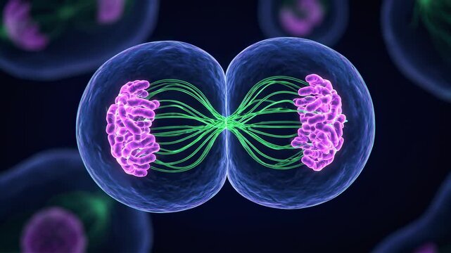Cell Division Mitosis Anaphase Telophase Cytokinesis Microscopic View.