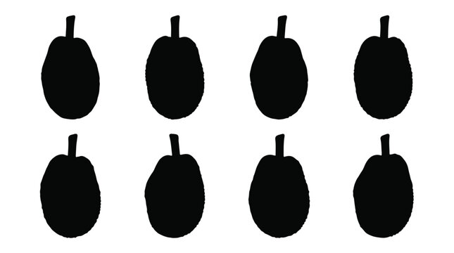 Jackfruit set of six silhouette vector on a white background
