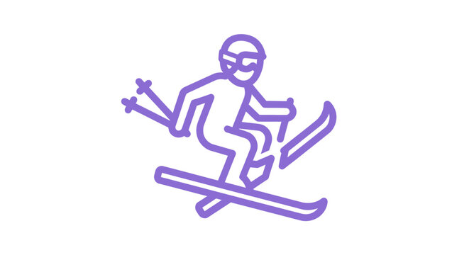 Cartoon skier in action pose illustration.
