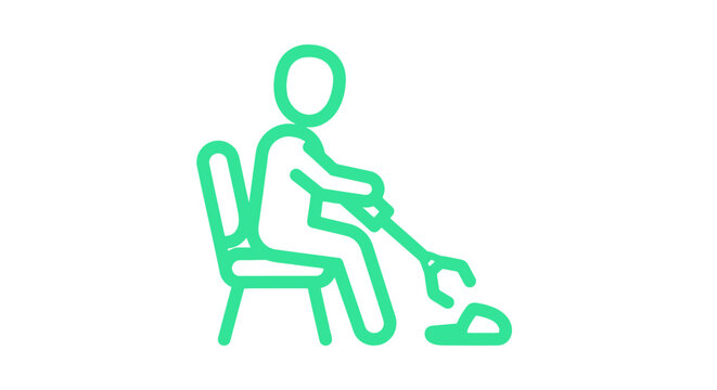 Person sitting on chair using vacuum cleaner illustration.