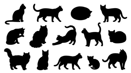 Animal Silhouettes Set with Various Cats, Dogs, and Wildlife Icons for Graphic Design and Decorative Backgrounds © MstSupti