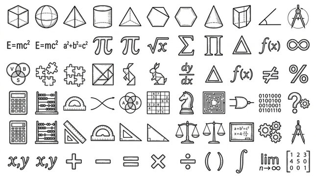 Mathematics Symbols Signs Icons.