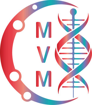 Minimalist DNA Helix Medical Logo, Red and White Caduceus Symbol for Health Tech, Modern MVM Lettermark Science Badge, Professional Healthcare Vector Emblem