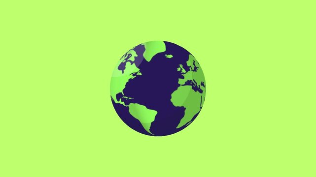 Minimalist vector illustration of planet earth globe on green background