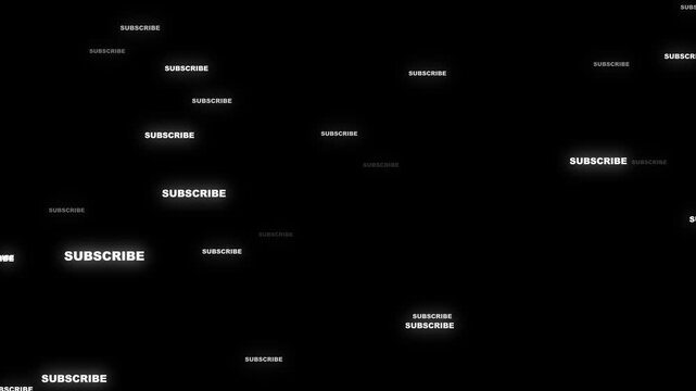 Subscribe button animation white text on black background subscription