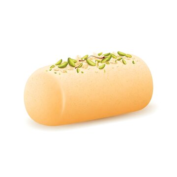 Cham Cham Bengali Sweet &ndash; Traditional Indian Dessert Vector Illustration Isolated on White