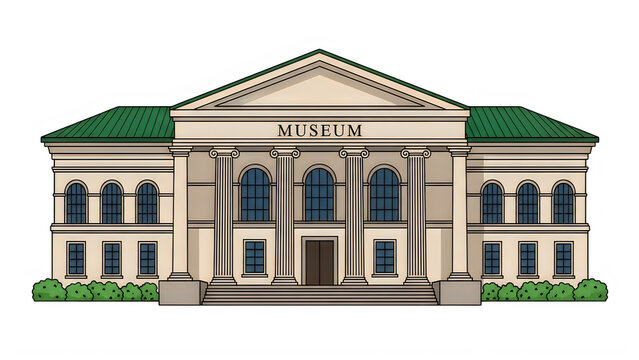 Classic Neoclassical Government Building with Symmetrical Architecture Isolated on Transparent Background