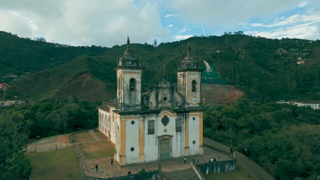 Church of Saint Francis of Paola in Ouro Preto, Minas Gerais, Brazil (drone footage)