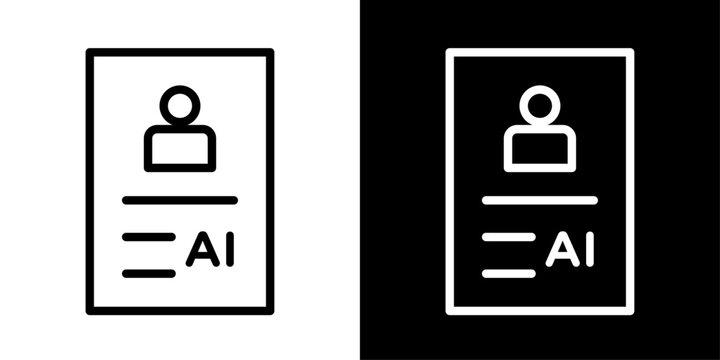 AI ID card icon featuring profile badge and AI representing digital identity, access, and authentication.