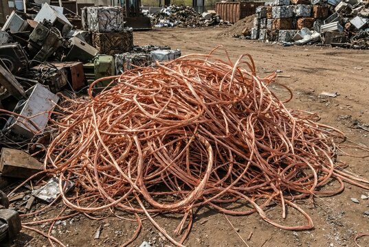 Shiny reddish gold bare copper wire scrap ready for industrial melting