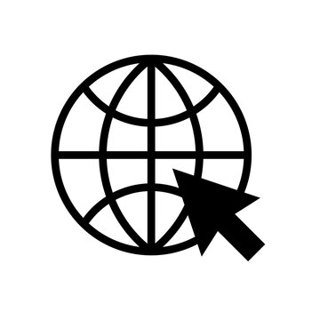 Go to the Website Icon with Mouse Click Cursor, Web Navigation Button, Open Website Symbol, Internet Link Access, Digital Interface UI, Modern Flat Vector Icon Isolated on Transparent Background