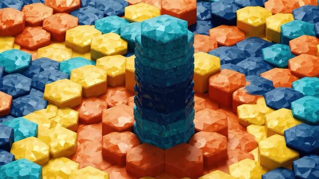 Abstract background of colorful 3d hexagonal tiles